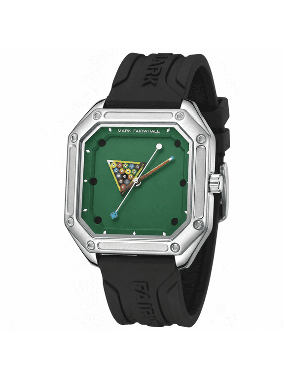 Men's Pool Table Billiards Watch Quartz, Black Rubber Strap - FW-5047