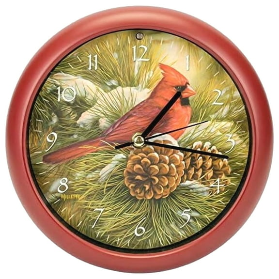 Mark Feldstein December Dawn Cardinal Sound 13" Wall Clock, Hourly Bird Songs