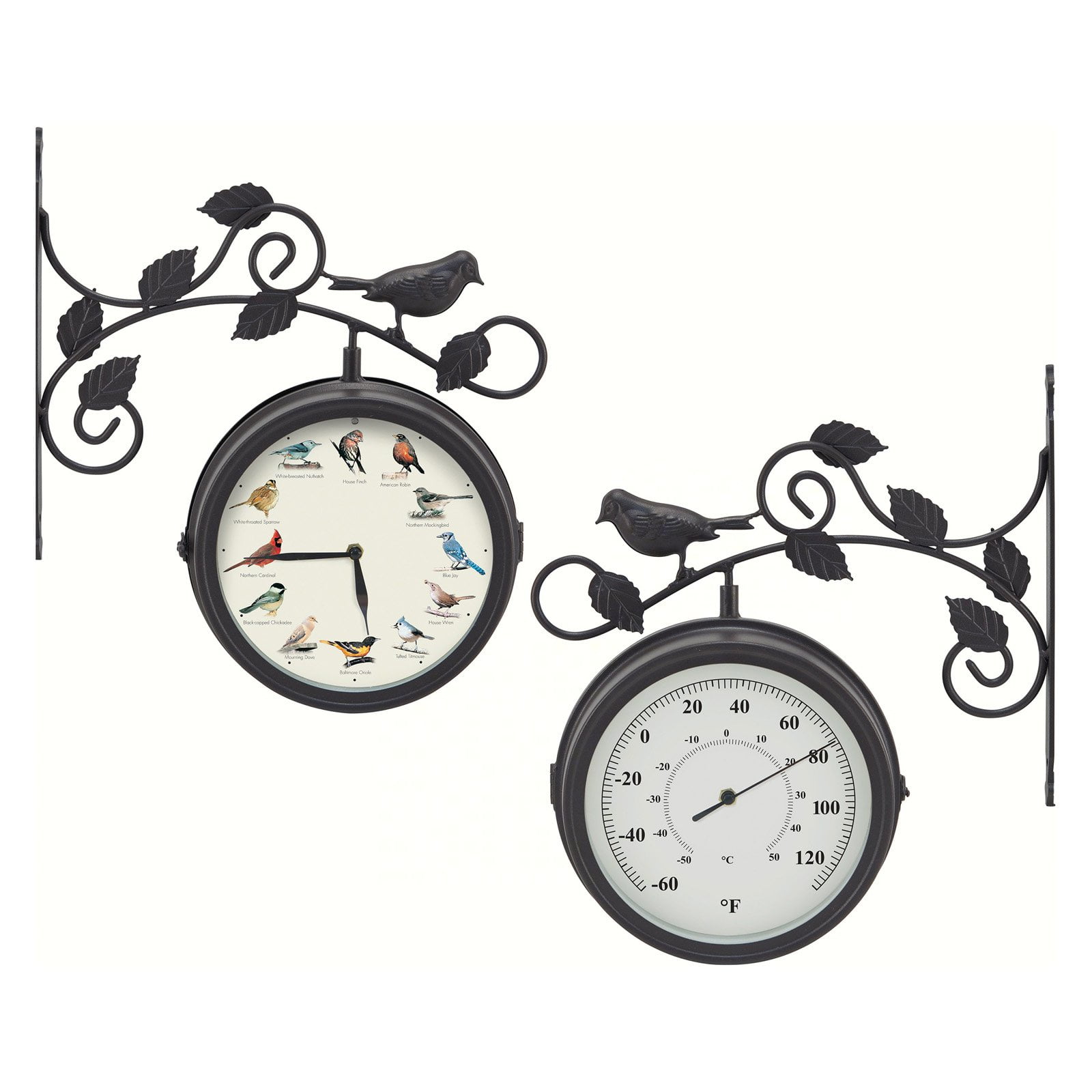 outdoor bird clock and thermometer