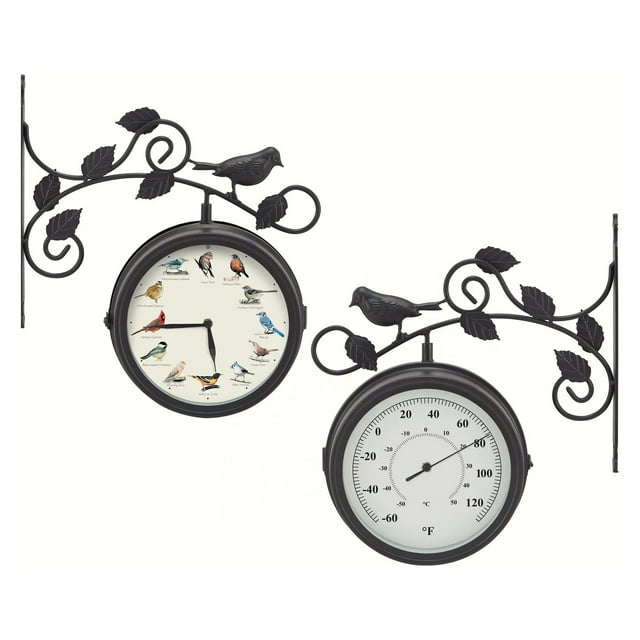 Mark Feldstein & Associates Decorative Outdoor Bird Clock and Weather
