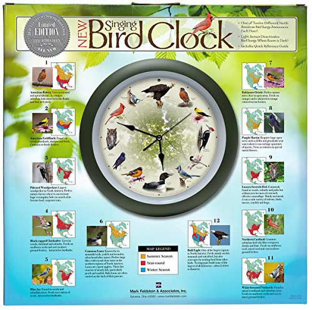 Mark Feldstein Limited Edition 20th Anniversary Singing Bird Wall Clock, 13 Inch