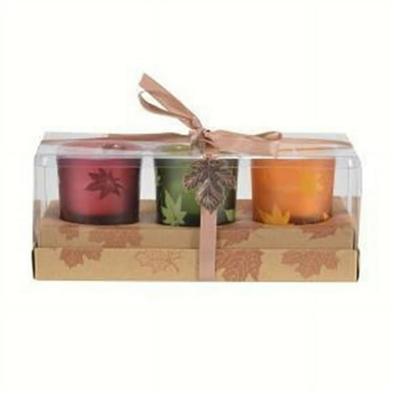 Mark Feldstein MFTLV3LFA Fall Votives With Leaf Charm - Pack Of 3
