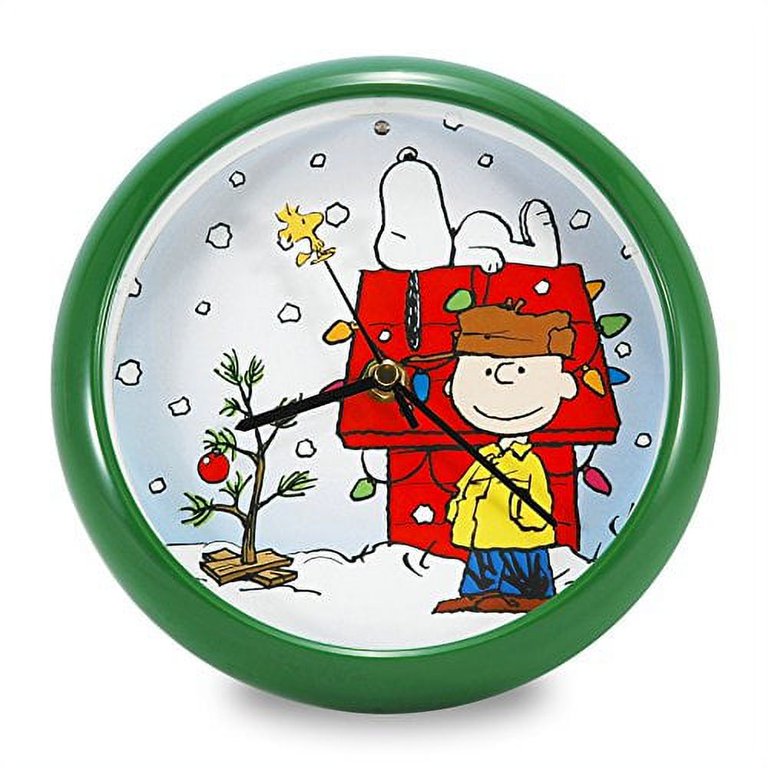 Mark Feldstein PNXD8 Peanuts Holiday Dog House Clock, 8-Inch