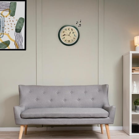 Mark Feldstein Singing Bird Wall Clock 13 Inch Green Analog with Light Sensor