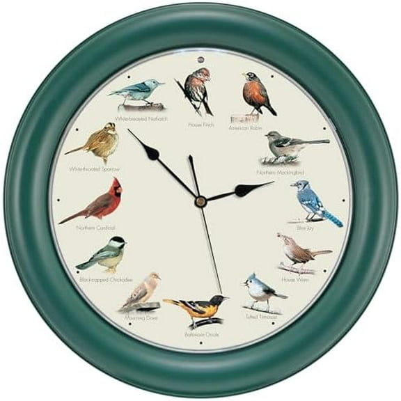 Mark Feldstein, The Original Singing Bird Clock, 10.7 Inch, Green