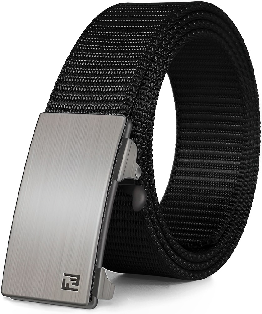 Mark Fred Black Men's Ratchet Belt Mens Nylon  Belt with Slide