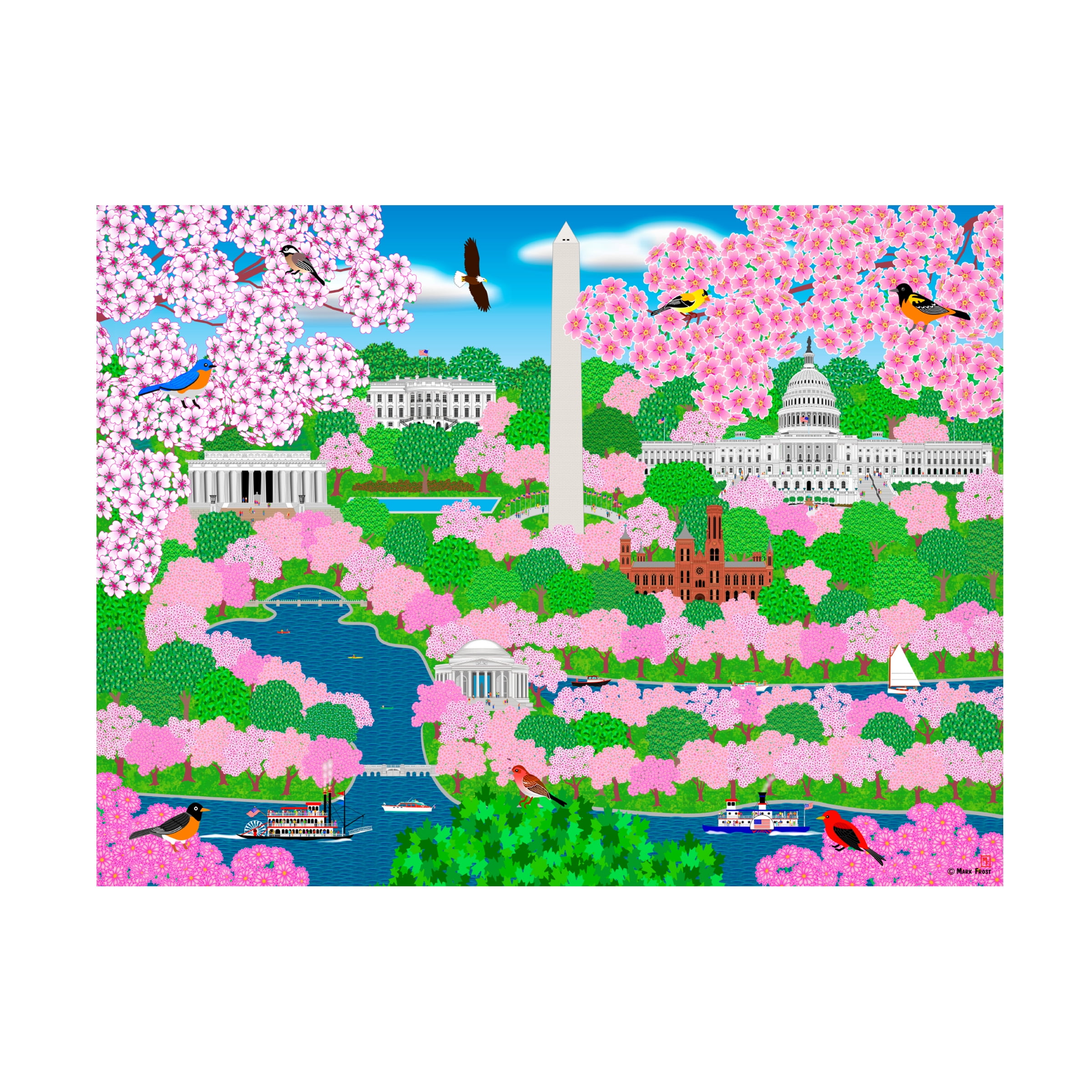 Dream of Washington DC Pink and Green Landscape Canvas Art