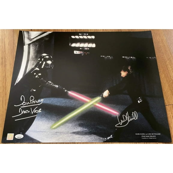 Mark Hamill Dave Prowse signed Star Wars Return of Jedi 16x20 poster JSA