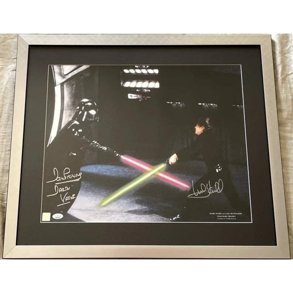Mark Hamill and Dave Prowse Autographed Star Wars Return of the Jedi 16x20 Poster Framed JSA