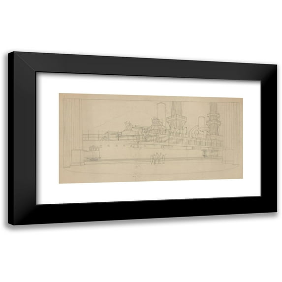 Mark Lawson 14x9 Black Modern Framed Museum Art Print Titled - Ocean Liner (1912 - 1926)