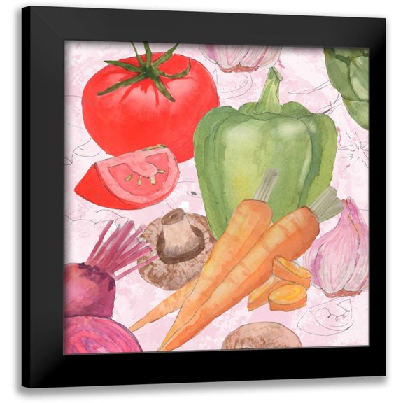 Mark, Leslie 12x12 Black Modern Framed Museum Art Print Titled - Veggie Medley II