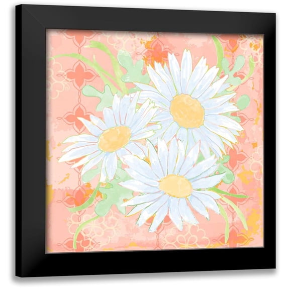 Mark, Leslie 15x15 Black Modern Framed Museum Art Print Titled - Daisy Patch Coral II