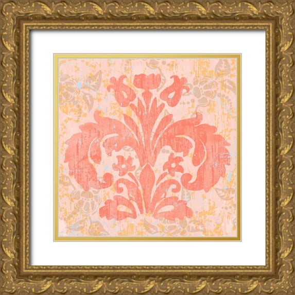 Mark, Leslie 20x20 Gold Ornate Wood Framed with Double Matting Museum Art Print Titled - Damask Stamp II