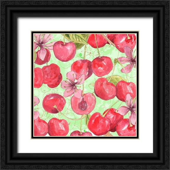 Mark, Leslie 26x26 Black Ornate Wood Framed with Double Matting Museum Art Print Titled - Cherry Medley II