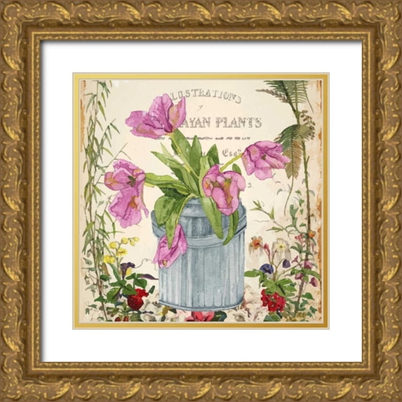 Mark, Leslie 26x26 Gold Ornate Wood Framed with Double Matting Museum Art Print Titled - Vintage Tulip Can I