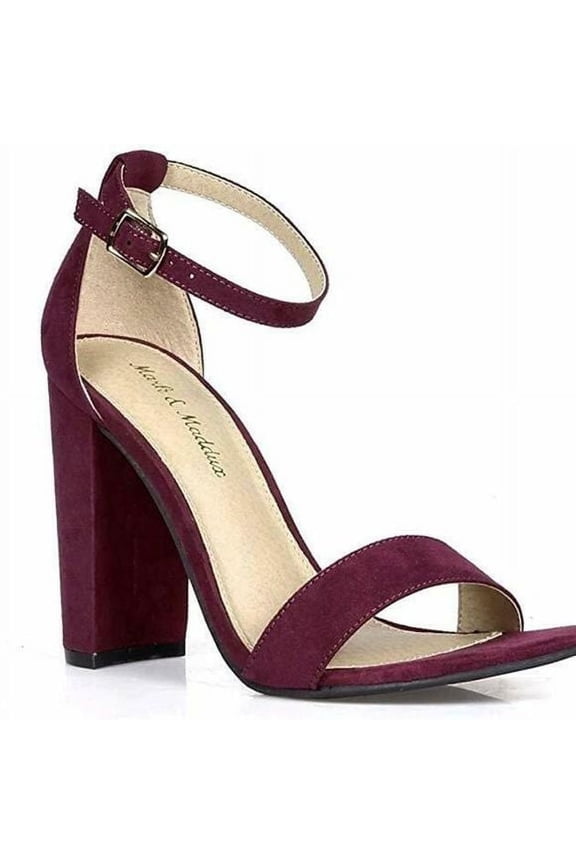Mark Maddox Women's 10 PurpleVegan Suede Ankle Strap Open Toe Chunky Heels