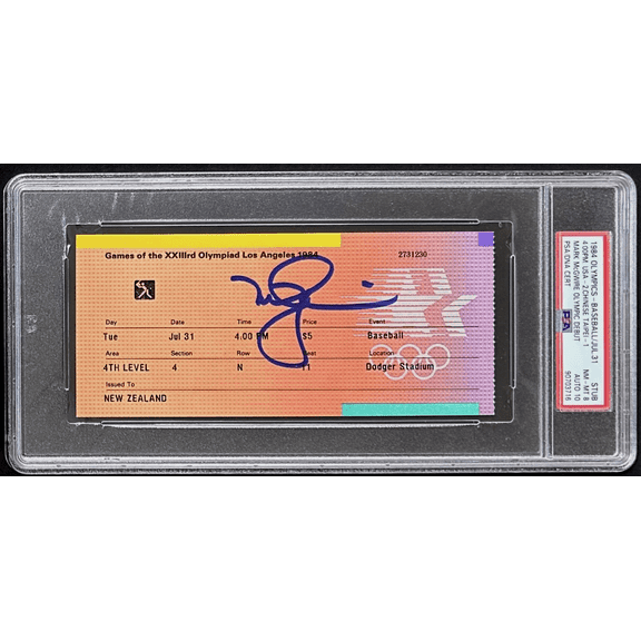 Mark McGwire 1984 Olympic Debut Signed July 31 1984 Ticket Stub PSA 90703716 USA