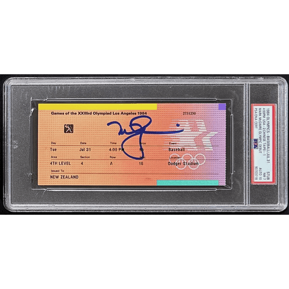 Mark McGwire 1984 Olympic Debut Signed July 31 1984 Ticket Stub PSA 90703718 USA