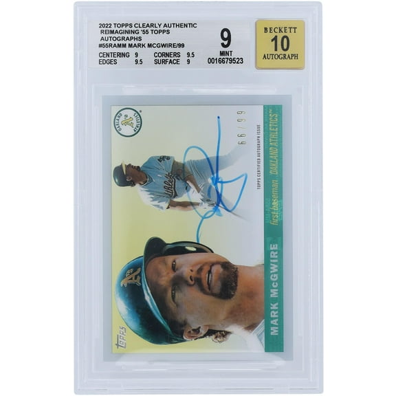 Mark McGwire Oakland A's Autographed 2022 Topps Clearly Authentic #55RA- #66/99 BGS Authenticated 9/10 Card - 9,9.5,9.5,9 Subgrades - Fanatics Authentic Certified