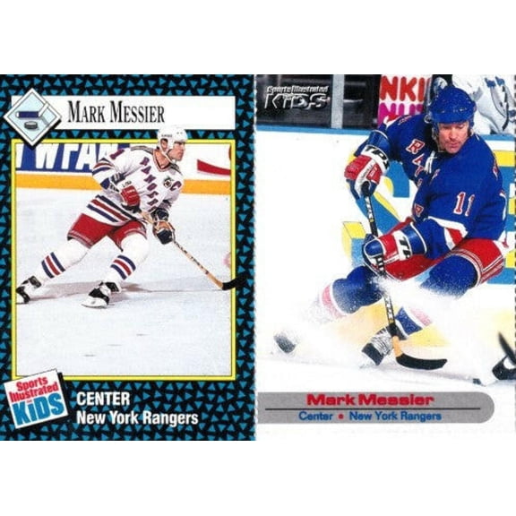 Mark Messier New York Rangers 1992 and 2001 Sports Illustrated for Kids cards