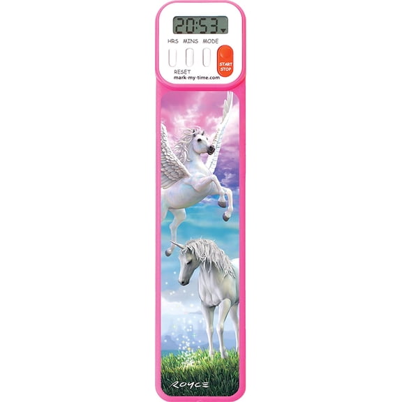 Mark-My-Time 3D Enchanted Horses Digital Bookmark and Reading Timer - Pink