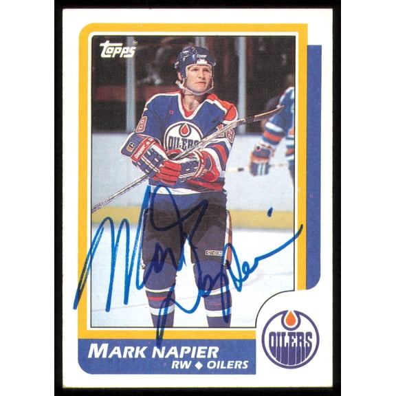 Mark Napier Autographed 1986-87 Topps Card #183 Edmonton Oilers SKU #254791