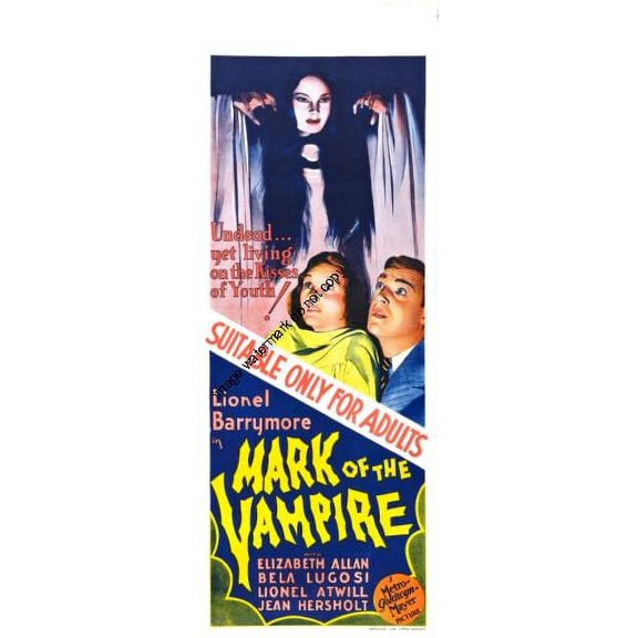 Mark Of The Vampire Insert Movie Poster 14x36 Multi-Color Square Adults Western Graphic