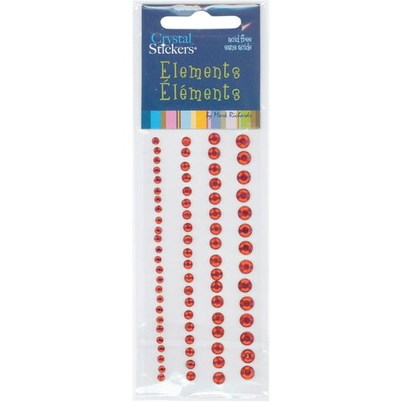 Mark Richards Crystal Stickers Elements 3-6mm Assorted 76/Pk-Round - Red