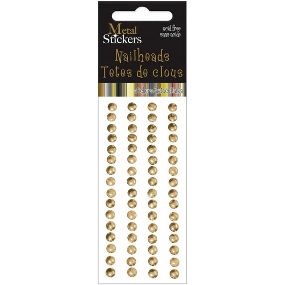 Mark Richards Metal Stickers Nailheads 5mm Round 64/Pkg-Gold