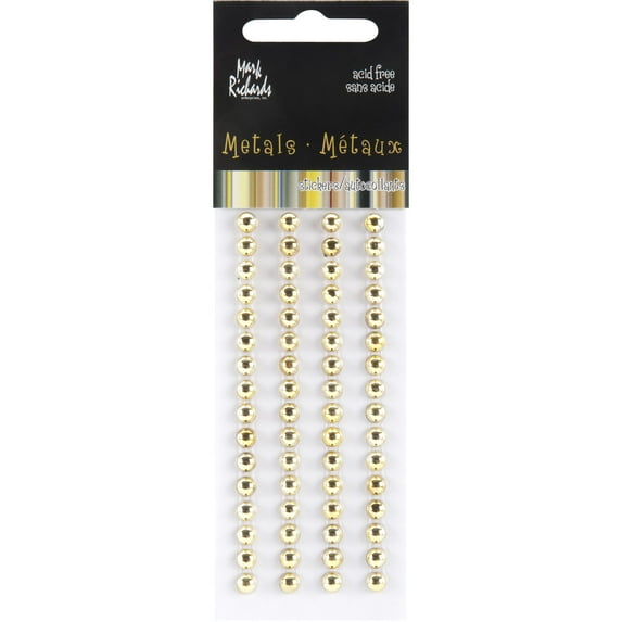 Mark Richards Raised Metal Dots 5mm Round 64/Pkg-Gold