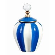 Mark Roberts 10in Classic Stripe Vase with Lid, Blue