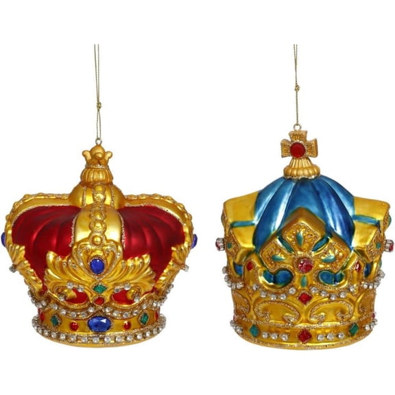 Mark Roberts Christmas 2023 Queen & King Crown Ornament, 5", Festive Christmas Decor, Assortment of 2