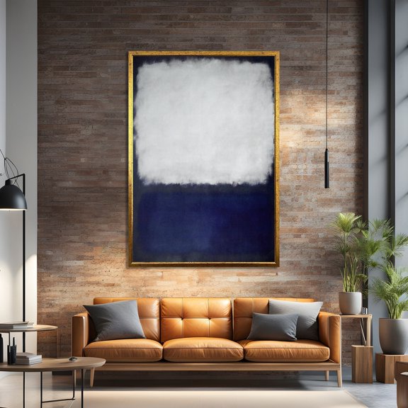 Mark Rokhto Inspired Abstract Art - White And Blue Modern Minimalist Home Decor UNFRAMED Poster, Wall Art for Decor, Present, 16x24