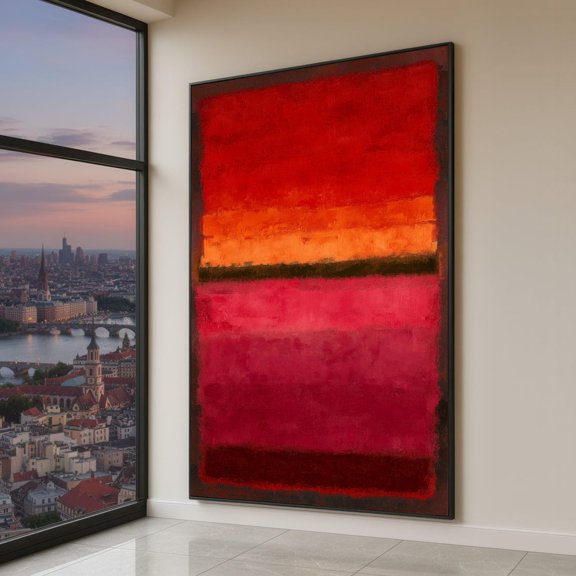 Mark Rothko Inspired Abstract Wall Art Bold Color Block Modern Minimalist Red And Orange Contemporary Home Decor