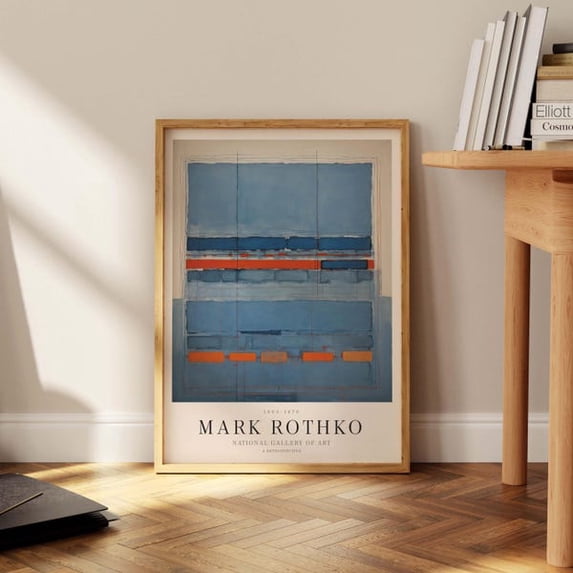 Mark Rothko Inspired Print, Exhibition Reproduction Poster, Blue Wall Art, Abstract Poster, Trendy Modern Wall Decor, Minimalism, Unframed Paper Poster 24x36in