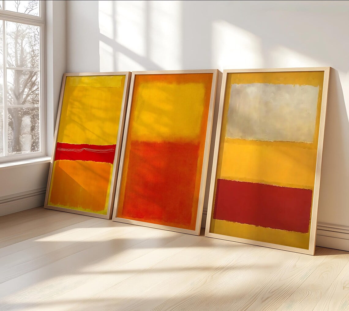Mark Rothko Orange And Yellow Prints Set of 3, Expressionist Wall Art ...