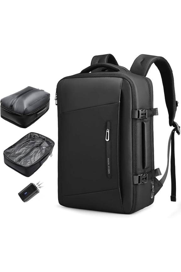 35L Vacuum Compression Travel Backpack with Air Pump, Water Resistant Business Laptop Bag, Expandable Airpack for Men and Women