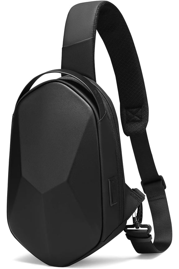 Anti-Theft Sling Bag Black Waterproof Crossbody Travel Shoulder