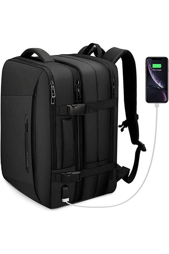 Expandable Travel Backpack, 41L Waterproof, Airline Approved, USB Charging Port