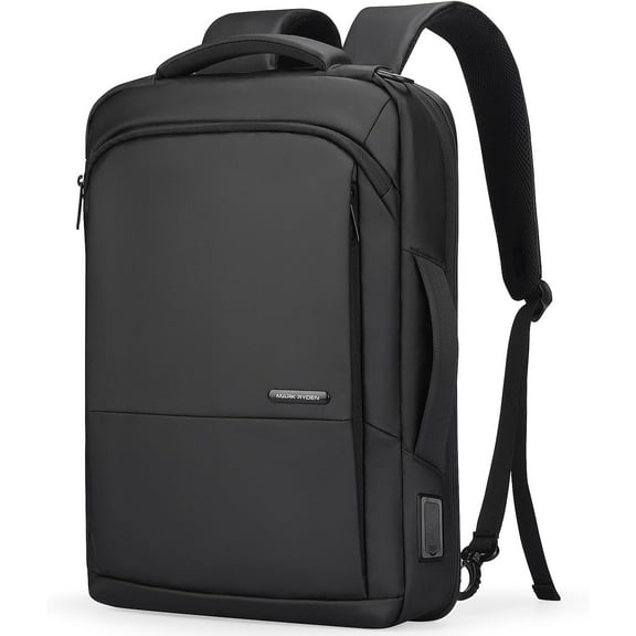 Mark Ryden Slim Black Backpack with USB, Waterproof Business Laptop Bag 15.6 Inch Lightweight