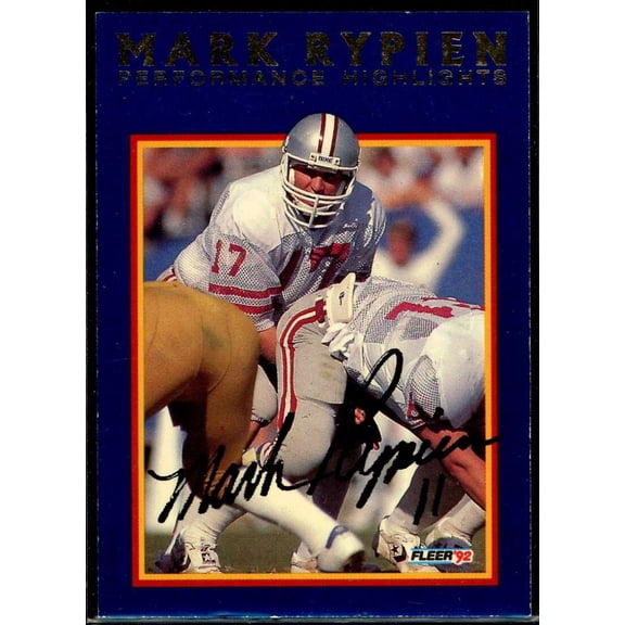 Mark Rypien/Mr. Everything Card 1992 Fleer Mark Rypien #2 Signed COA JSA