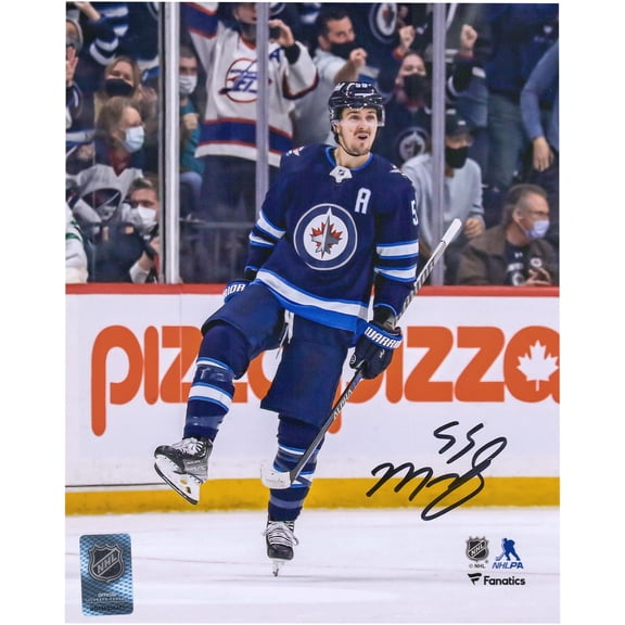 Mark Scheifele Winnipeg Jets Autographed 8" x 10" Navy Jersey Celebration Photograph
