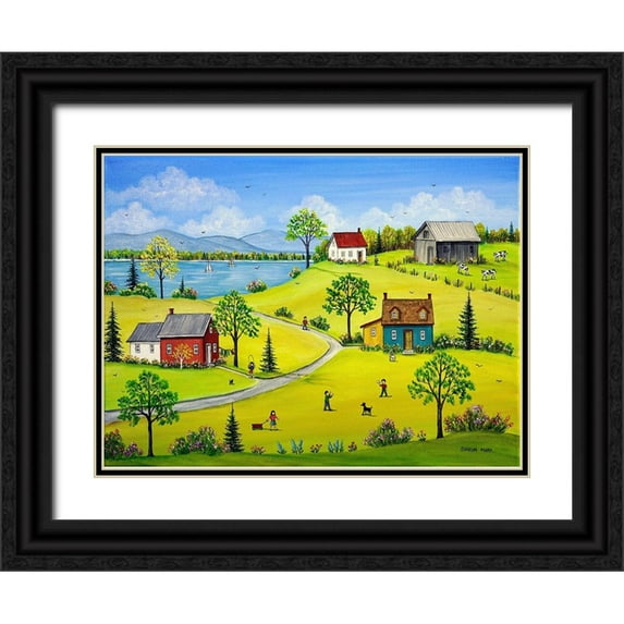 Mark, Sharon 14x11 Black Ornate Wood Framed with Double Matting Museum Art Print Titled - Lake Road