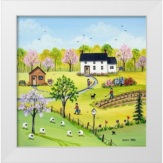 Mark, Sharon 15x15 White Modern Wood Framed Museum Art Print Titled - Tending the Garden
