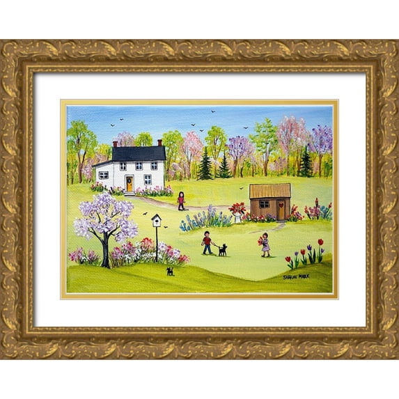 Mark, Sharon 24x18 Gold Ornate Wood Framed with Double Matting Museum Art Print Titled - In the Garden