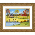 thumbnail image 1 of Mark, Sharon 24x19 Gold Ornate Wood Framed with Double Matting Museum Art Print Titled - Sheep and Ducks, 1 of 4