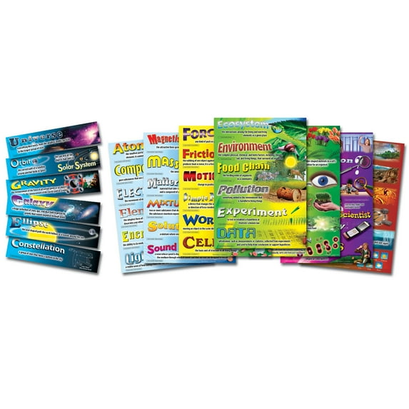 Mark Twain Media Science Vocabulary Bulletin Board Set, 49 Pieces