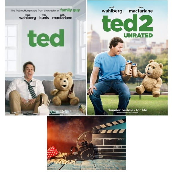 Mark Wahlberg Double Feature Ted & Ted 2 (Unrated) 2 DVD Set with Bonus Art Card