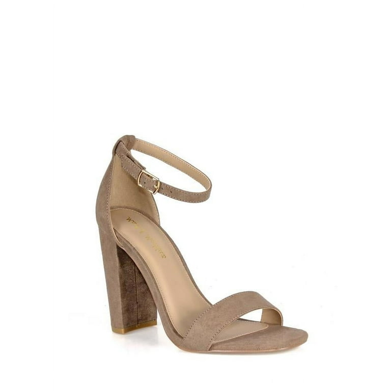 Mark and Maddux Block Heel Women’s Two Piece Sandals in Taupe 