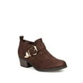 thumbnail image 1 of Mark and Maddux Chunky Heel Women's Buckle Booties in Brown, 1 of 3